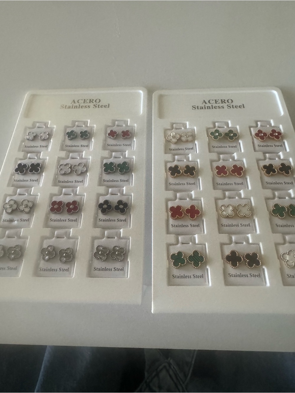 New 24 Acer Stainless Steel Clover Stud Earrings - great for girlfriend gifts